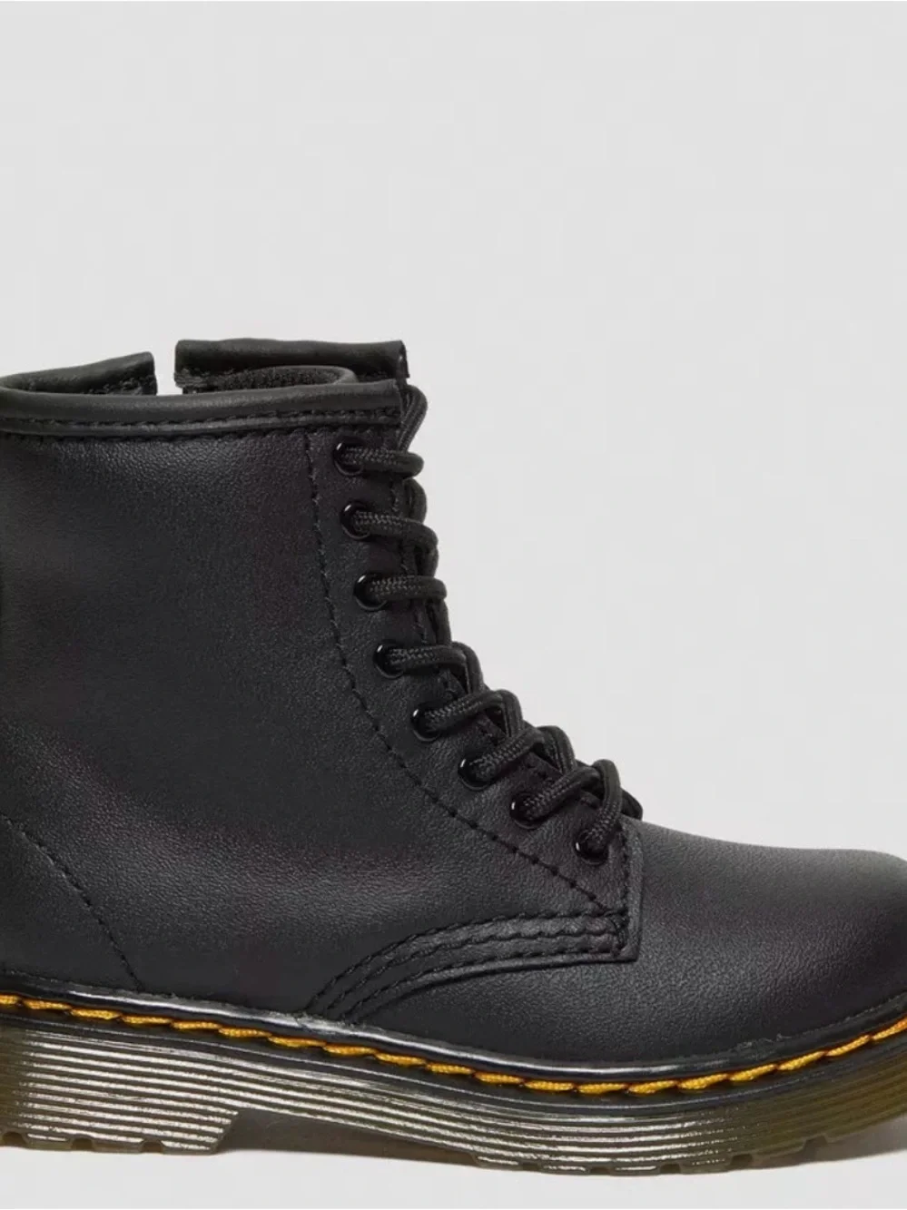 Dr. Martens Doc Boots Size 8 Toddler 1460 Softy T Combat Black Lace Up w Zip NIB